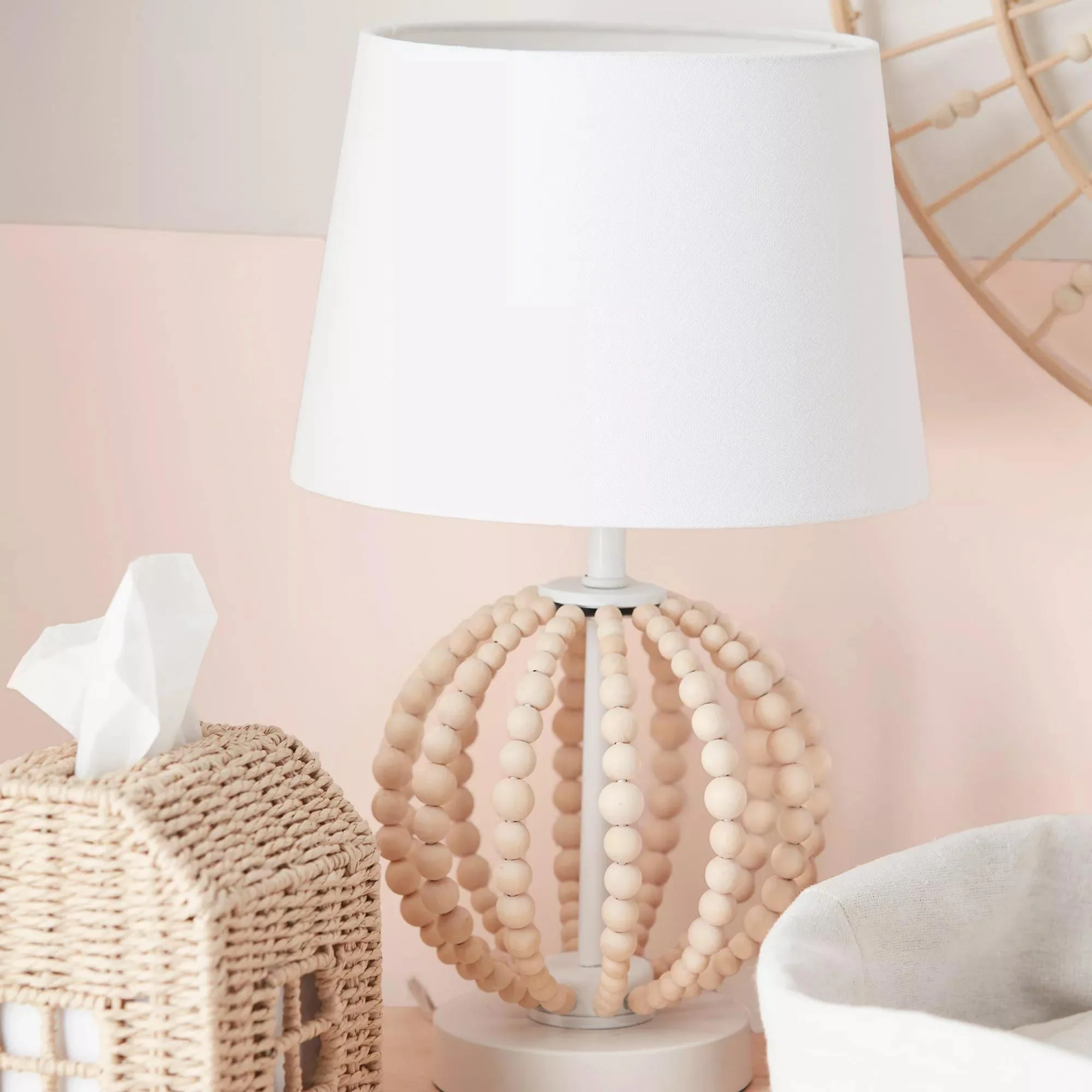 Wooden Bead Base Table Lamp - Image 3