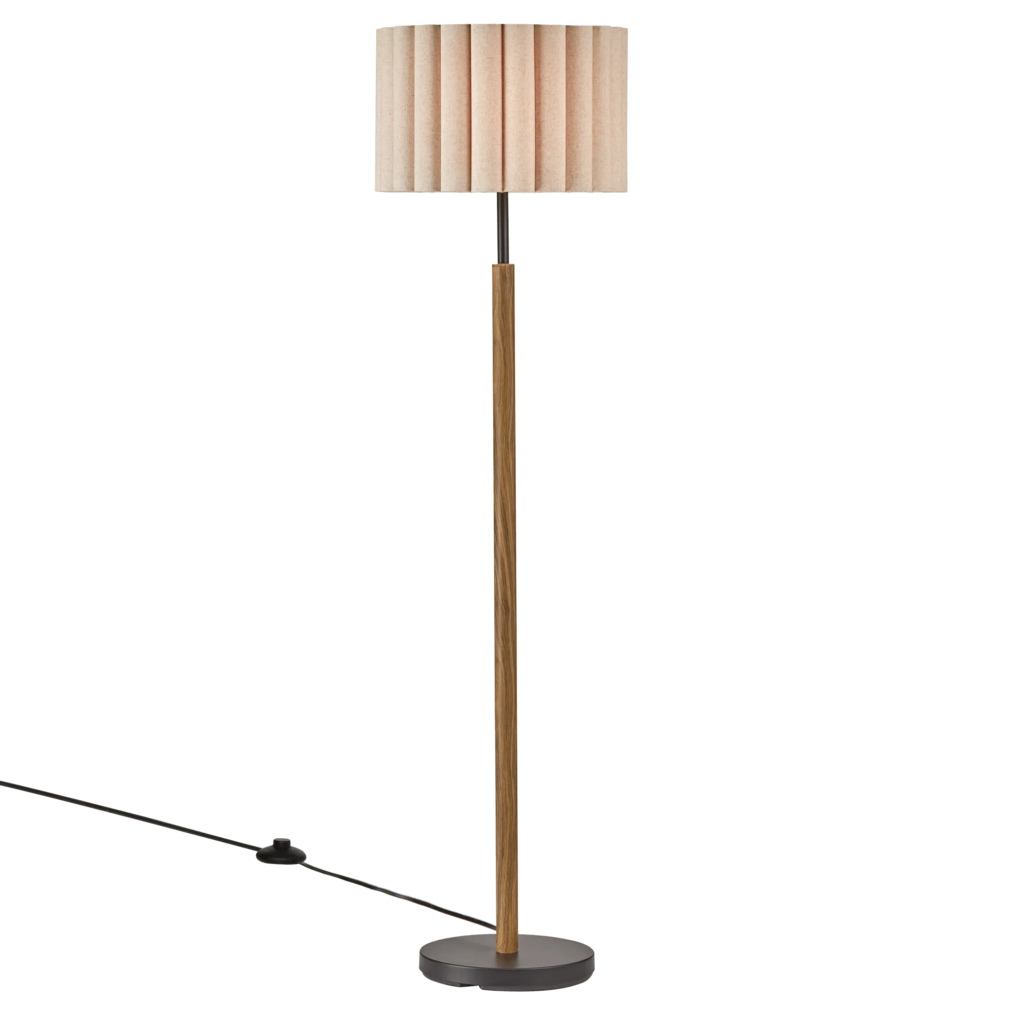 Wooden Floor Lamp with Pleated Shade - Image 2