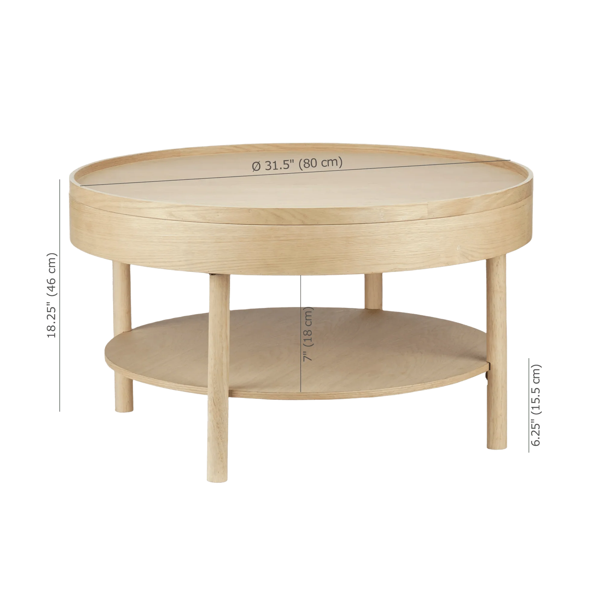 Wooden Round Coffee Table with Lift Top - Image 3