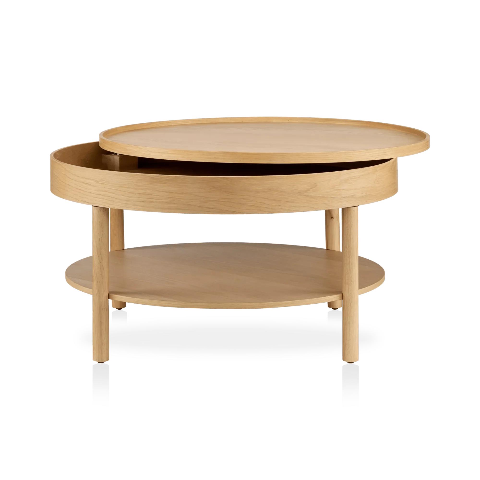 Wooden Round Coffee Table with Lift Top - Image 6