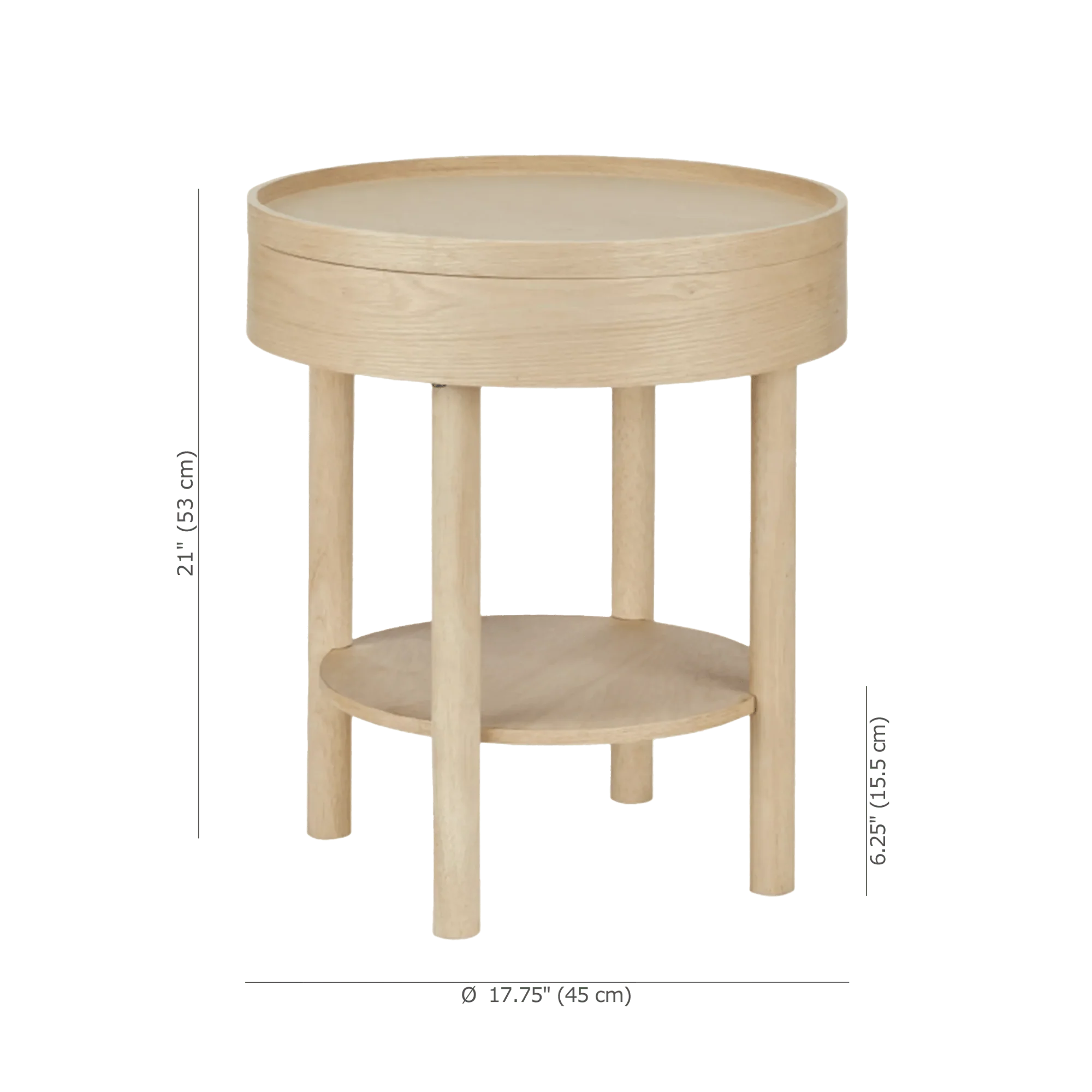 Wooden Round Side Table with Lift Top - Image 4