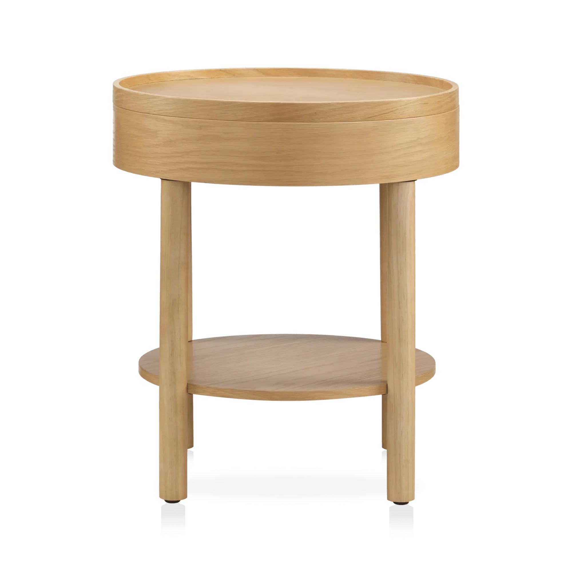 Wooden Round Side Table with Lift Top - Image 5