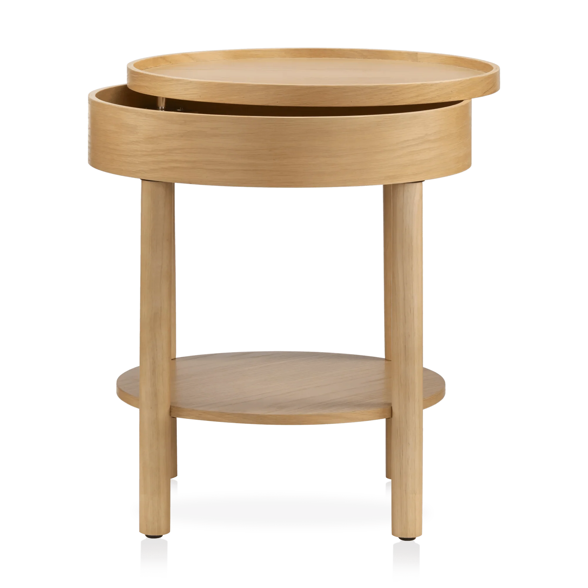 Wooden Round Side Table with Lift Top - Image 6