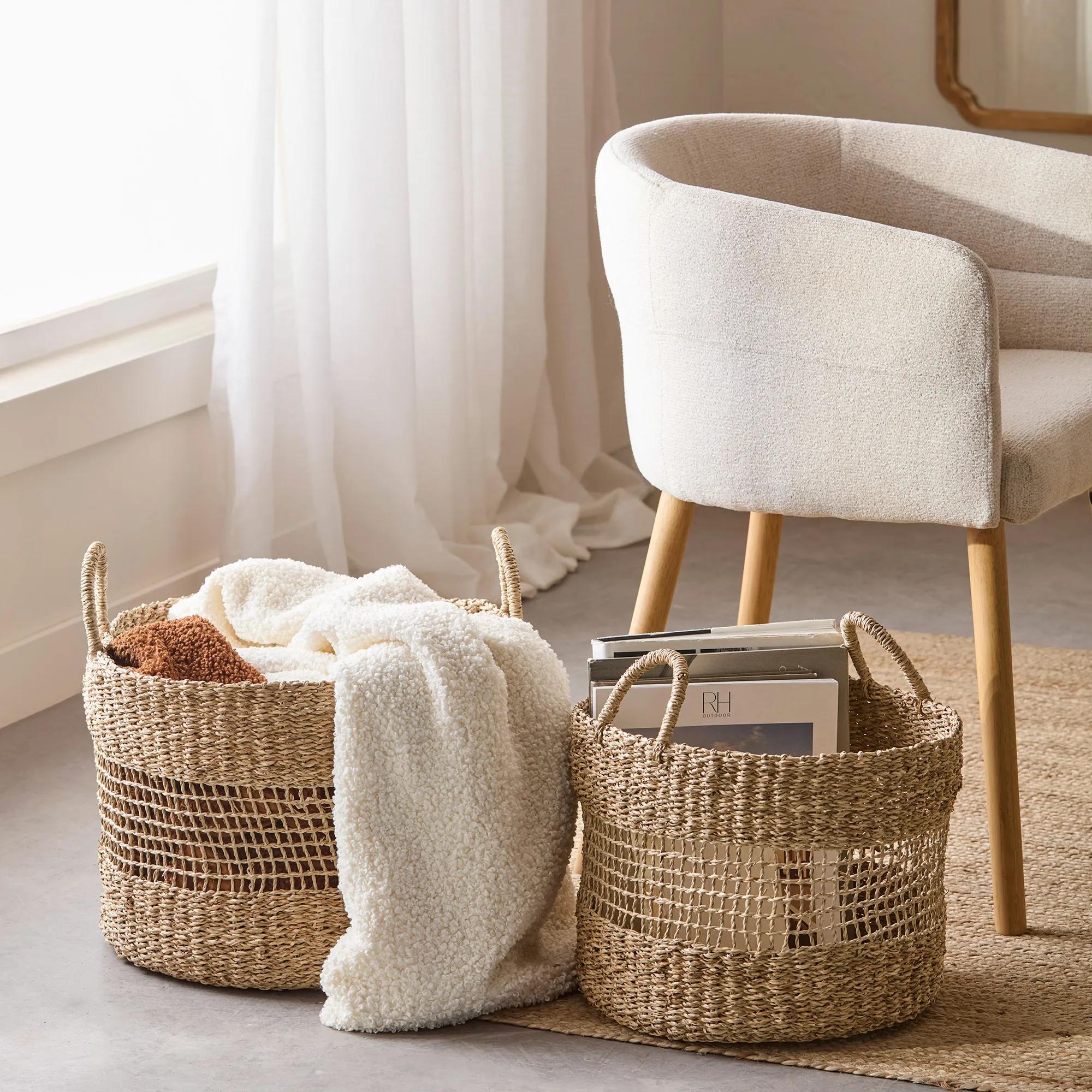 Woven Storage Basket with Handles - Image 2