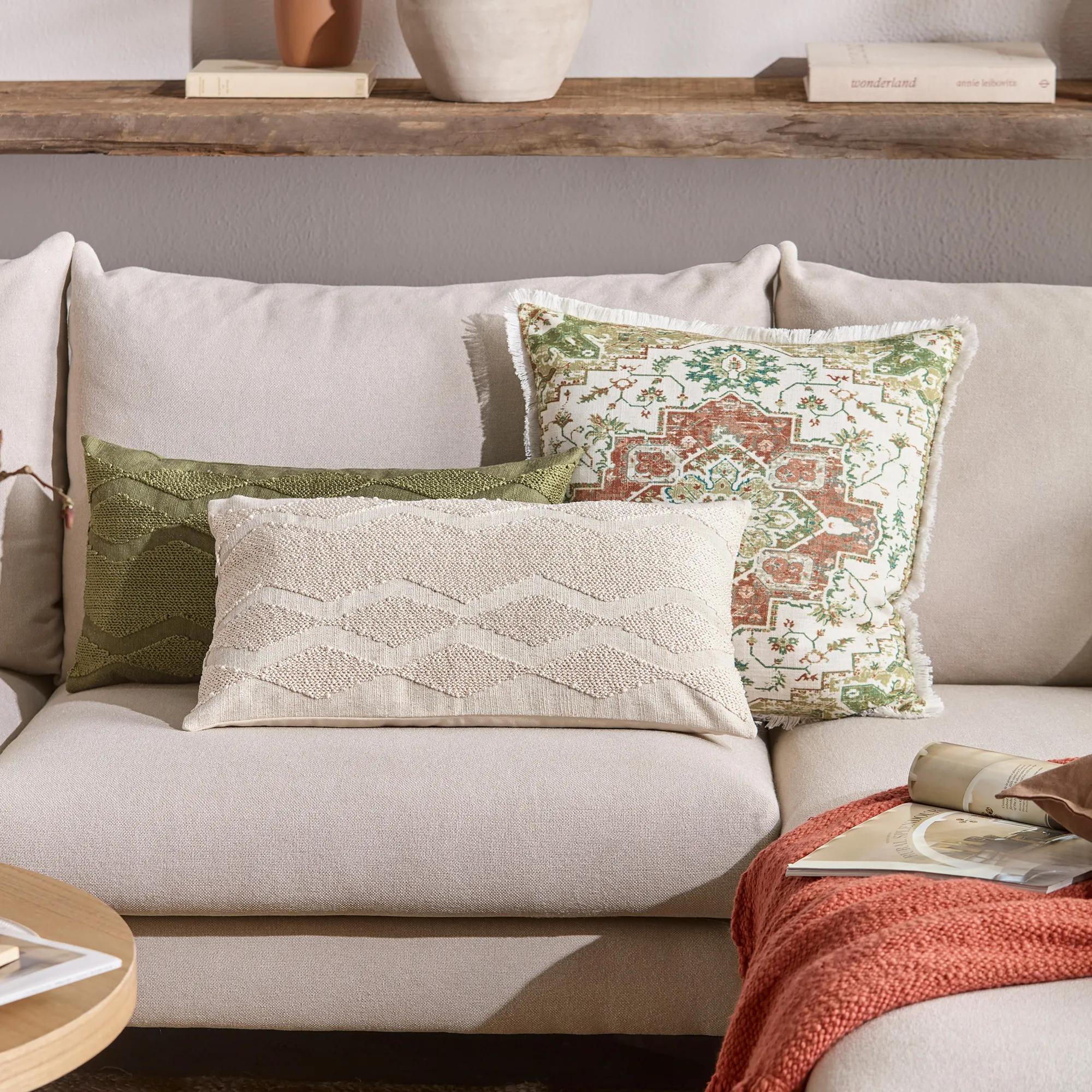 Beige Yara Lumbar Decorative Pillow - Image 9